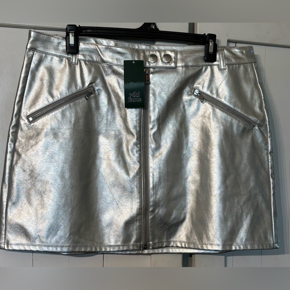 Wild Fable Metallic Silver Mini Skirt
